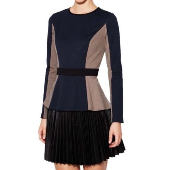 JAYGODFREY Colorblocked Peplum Long Sleeved Top - Picture 1 of 6